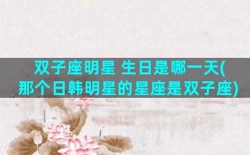 双子座明星 生日是哪一天(那个日韩明星的星座是双子座)